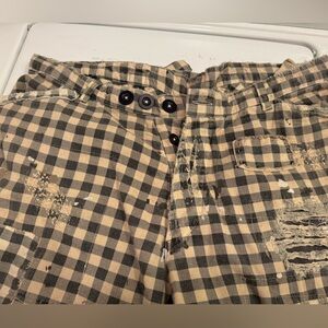 Magnolia Pearl patchwork checkered pants size 10- waist is 40”